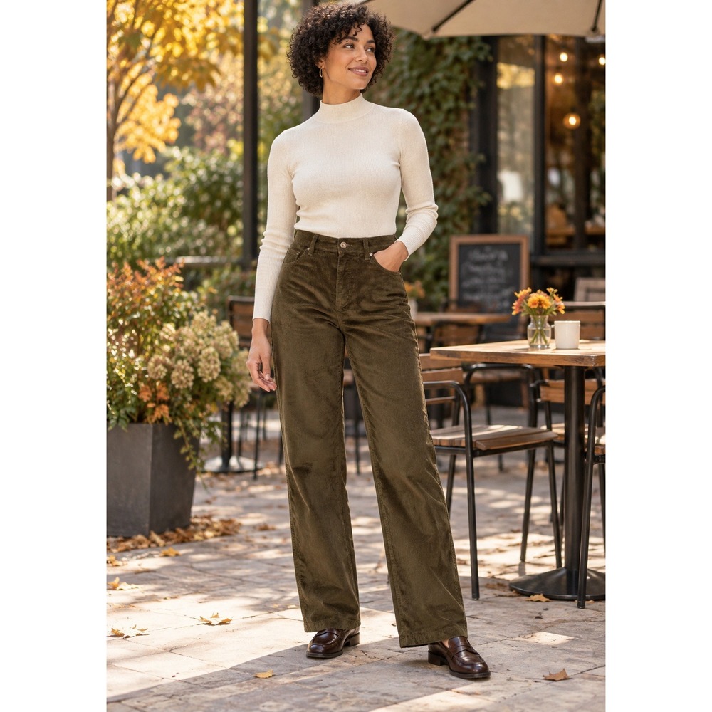 Madewell High-Rise Corduroy Pants Brown Emmett Wide-Leg Size 25 Trousers